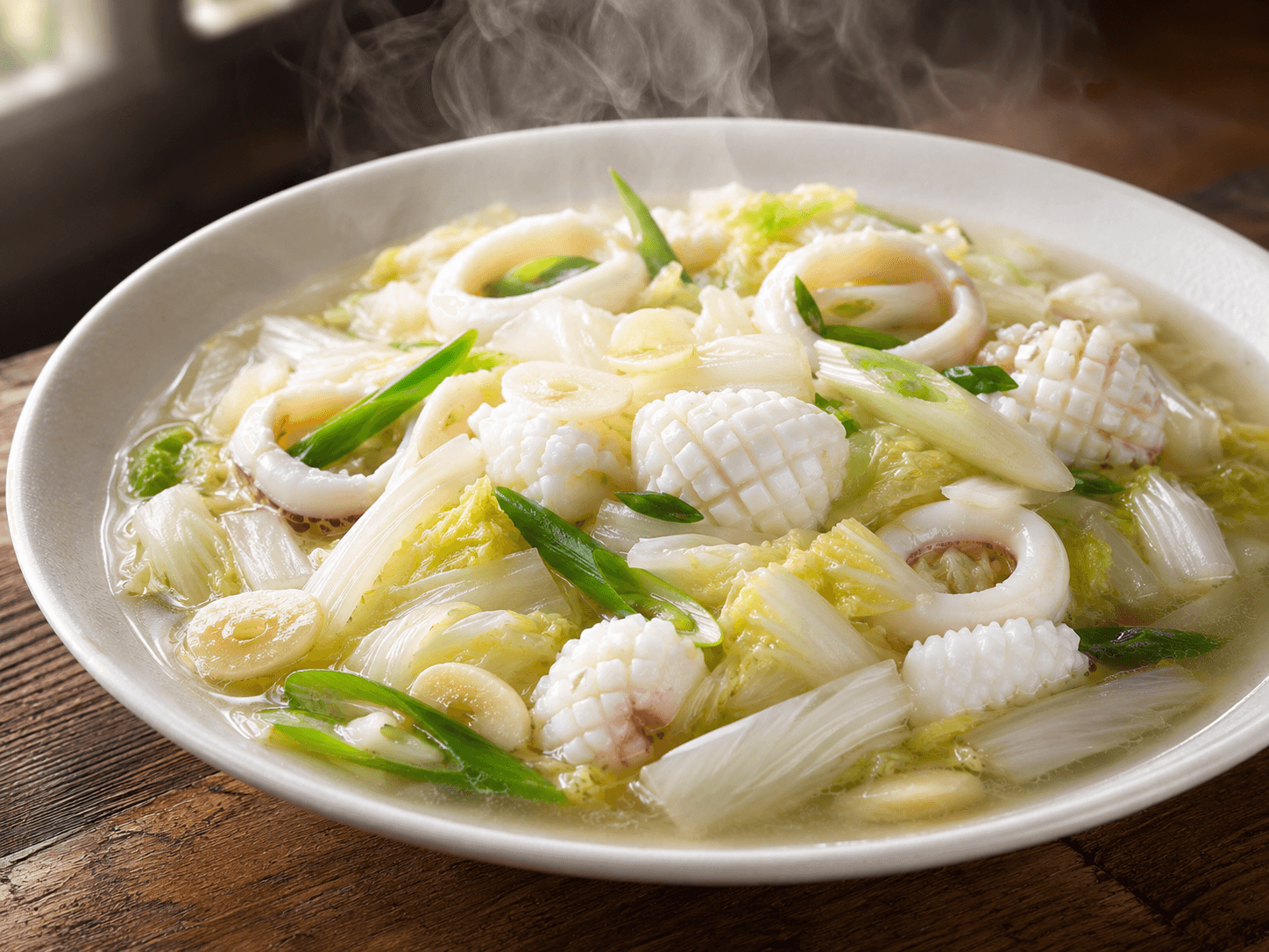 イカと白菜の旨塩蒸し 長ねぎ&にんにく風味 - イカ・長ねぎ・白菜の組み合わせ